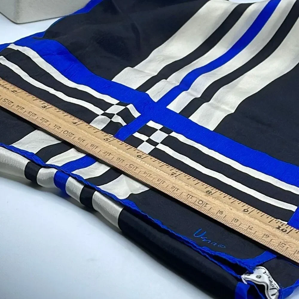 Vintage Vera Neumann silk scarf striped checked 11” X 48”.